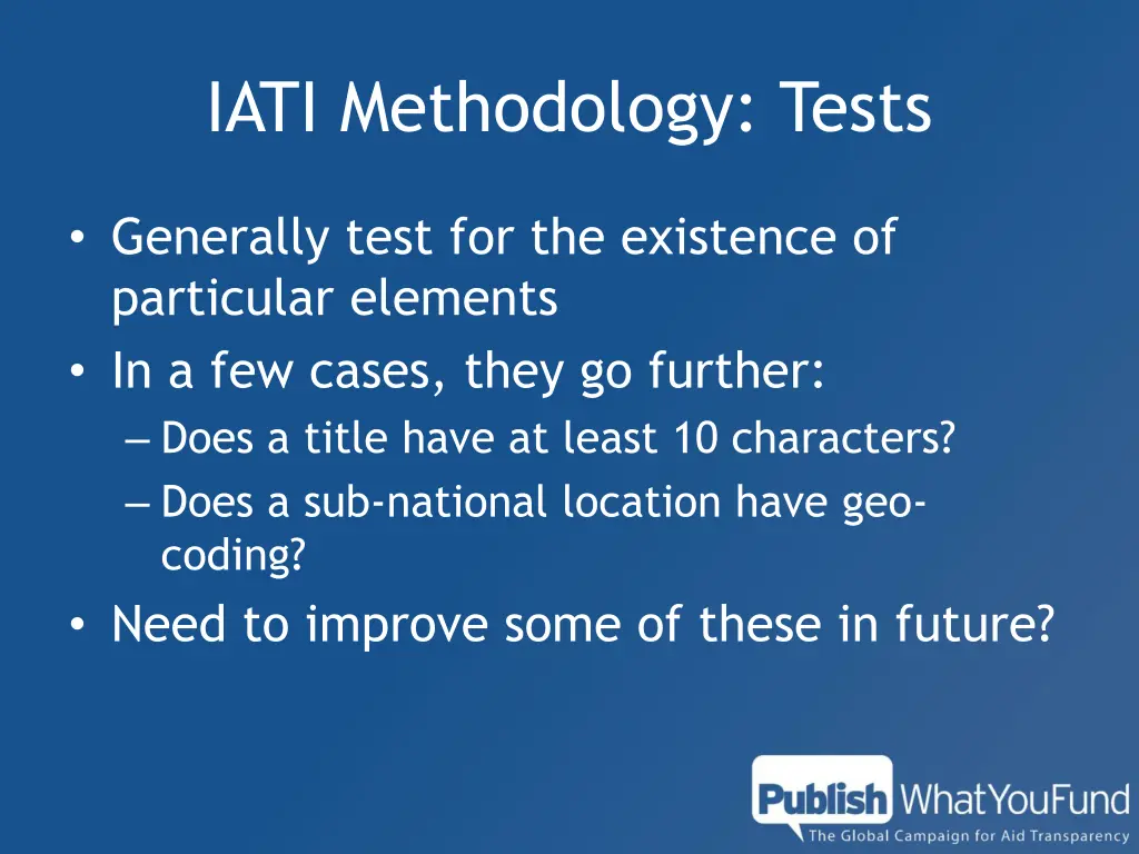 iati methodology tests