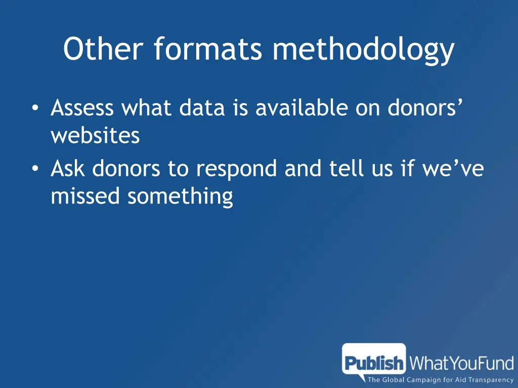 other formats methodology