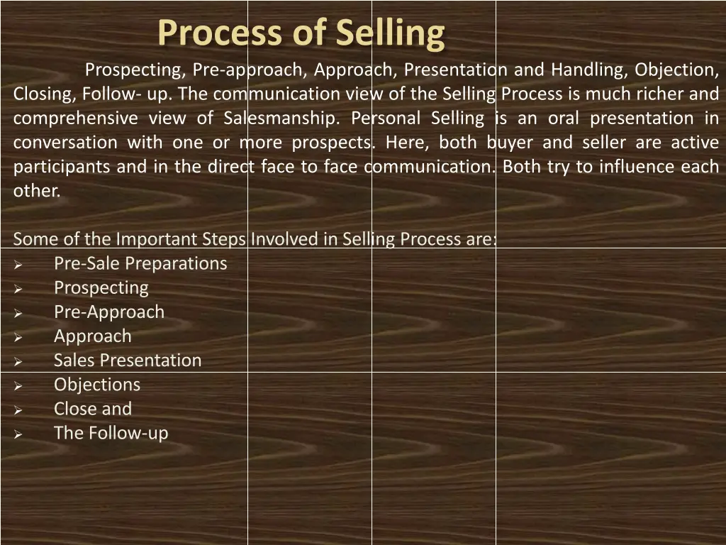 process of selling prospecting pre approach