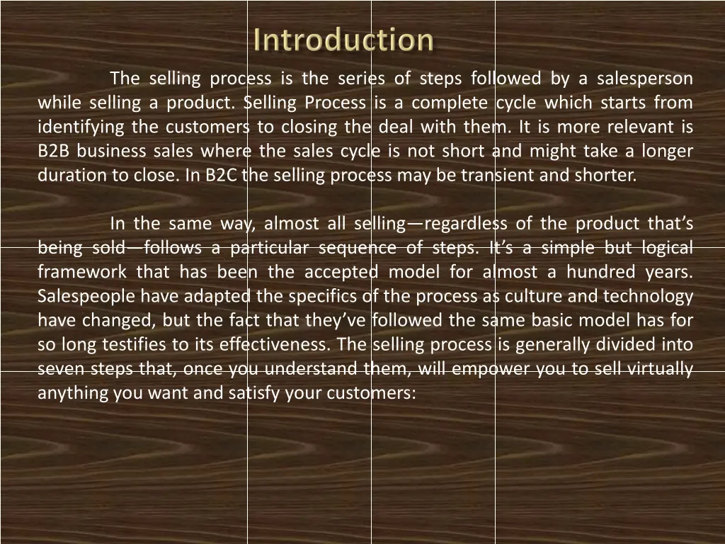 the selling process is the series of steps
