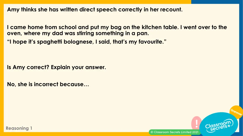 amy thinks she has written direct speech 1