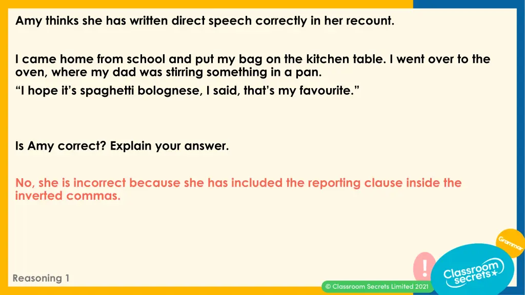 amy thinks she has written direct speech 2