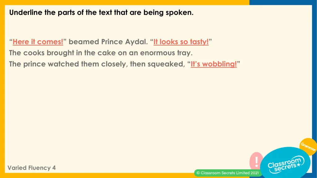underline the parts of the text that are being 1
