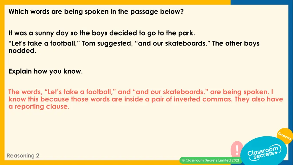 which words are being spoken in the passage below 2
