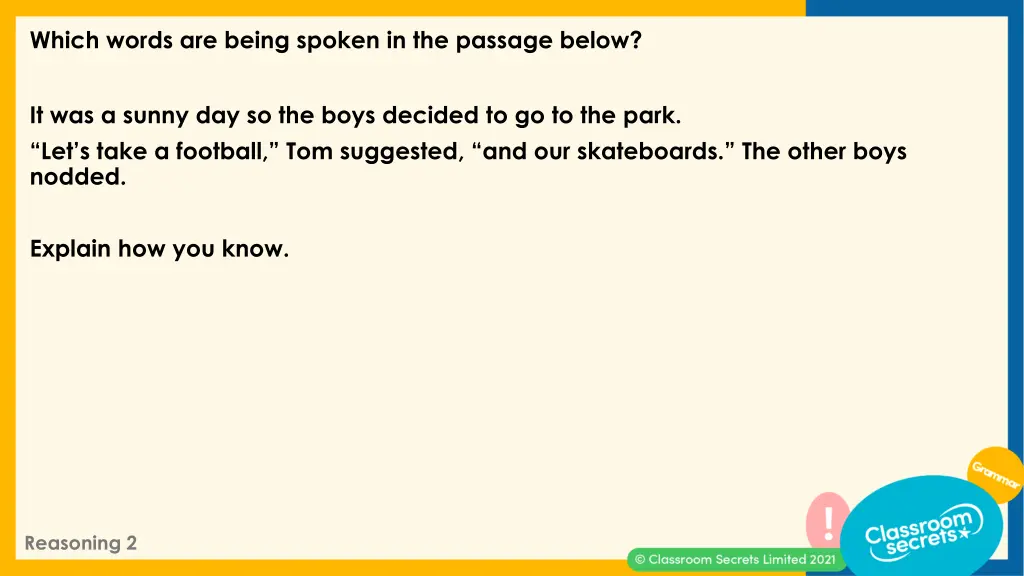 which words are being spoken in the passage below