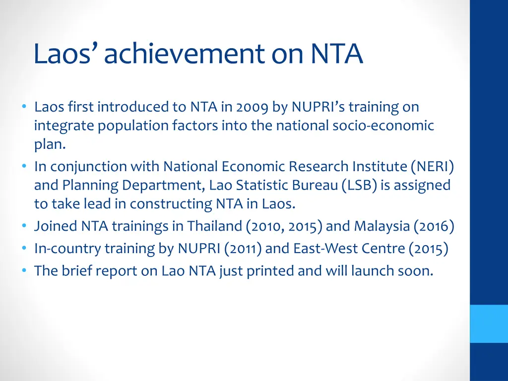 laos achievement on nta 1