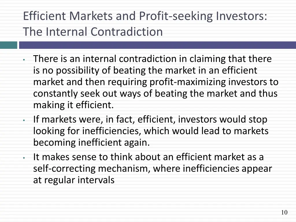 efficient markets and profit seeking investors