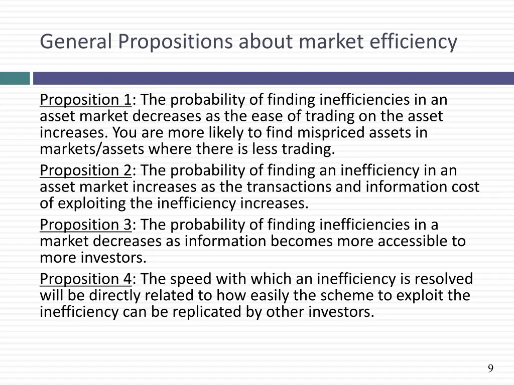 general propositions about market efficiency