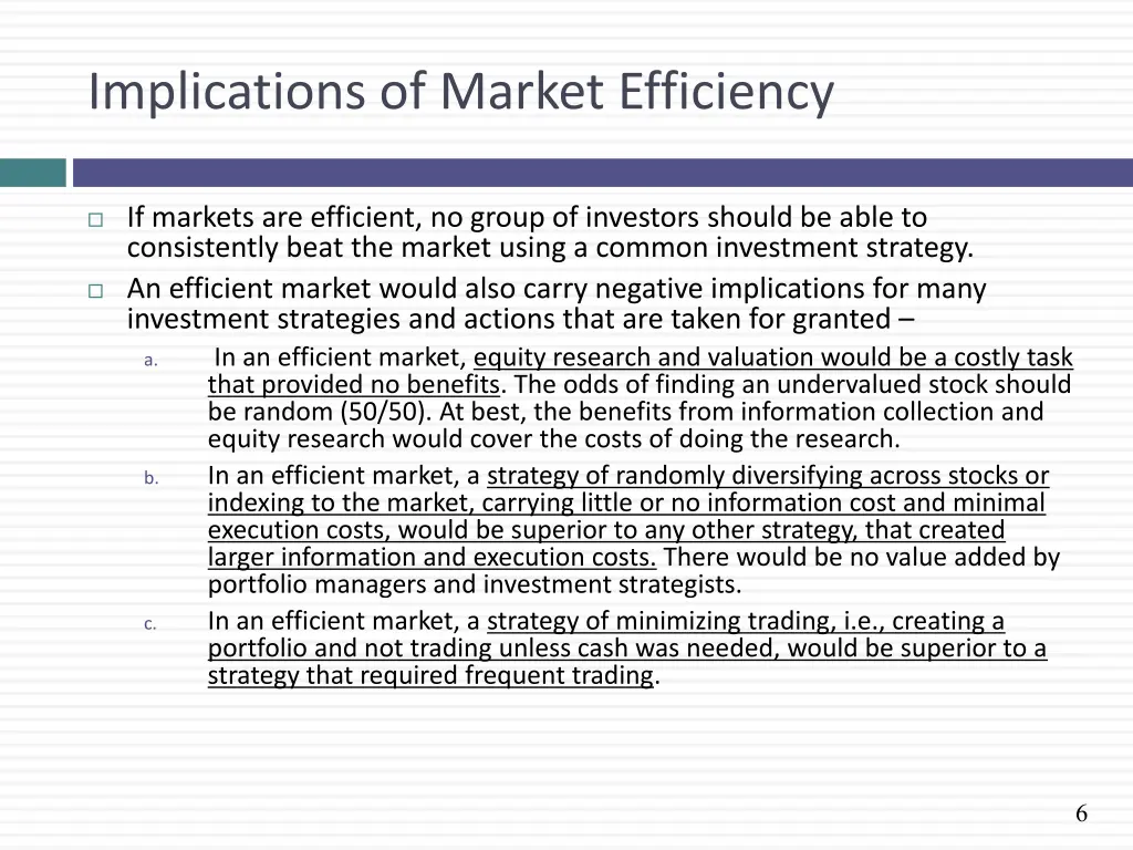 implications of market efficiency
