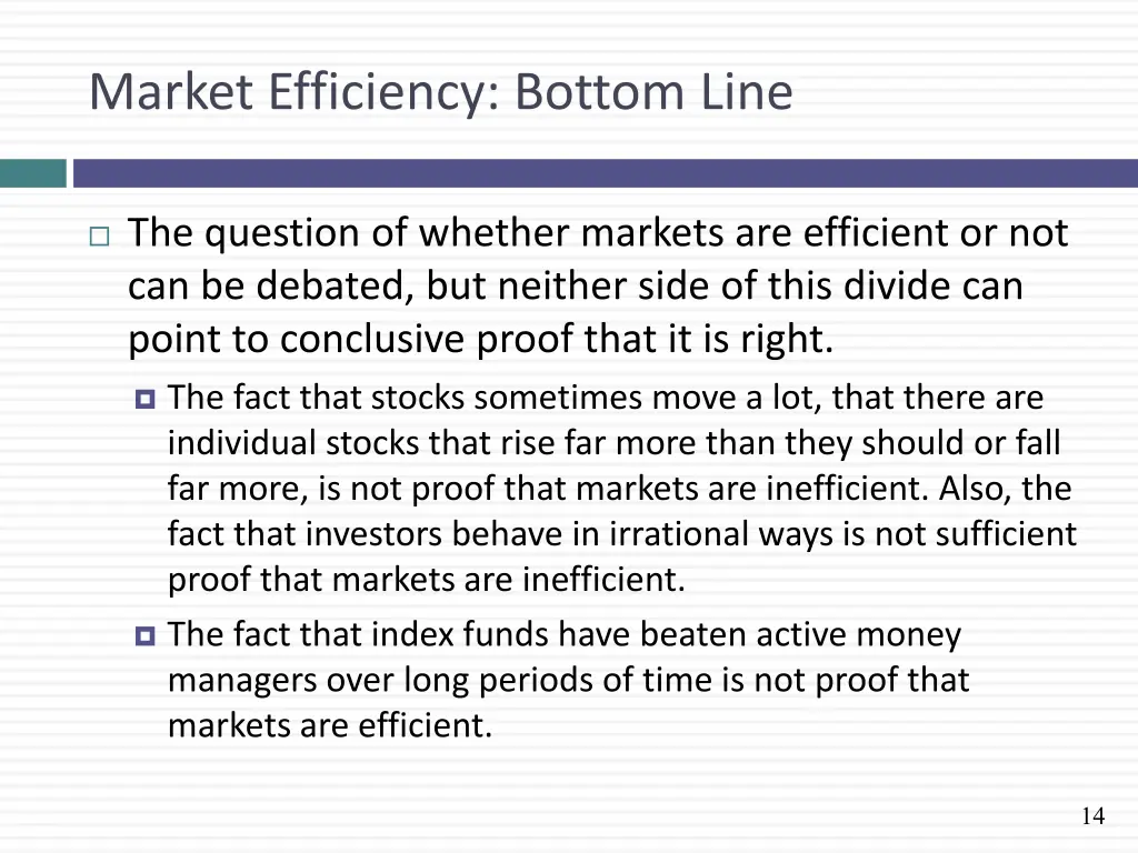 market efficiency bottom line