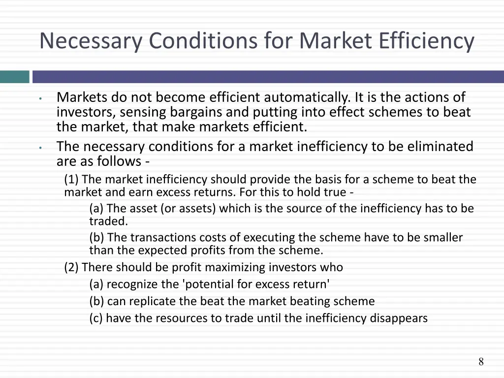 necessary conditions for market efficiency