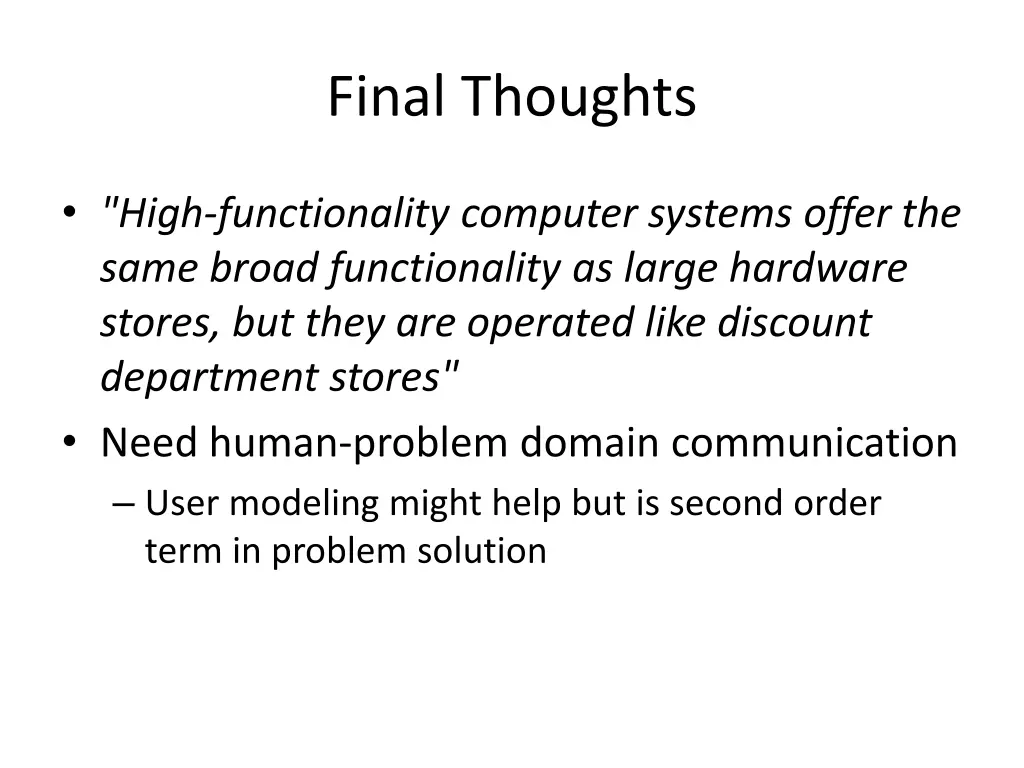 final thoughts
