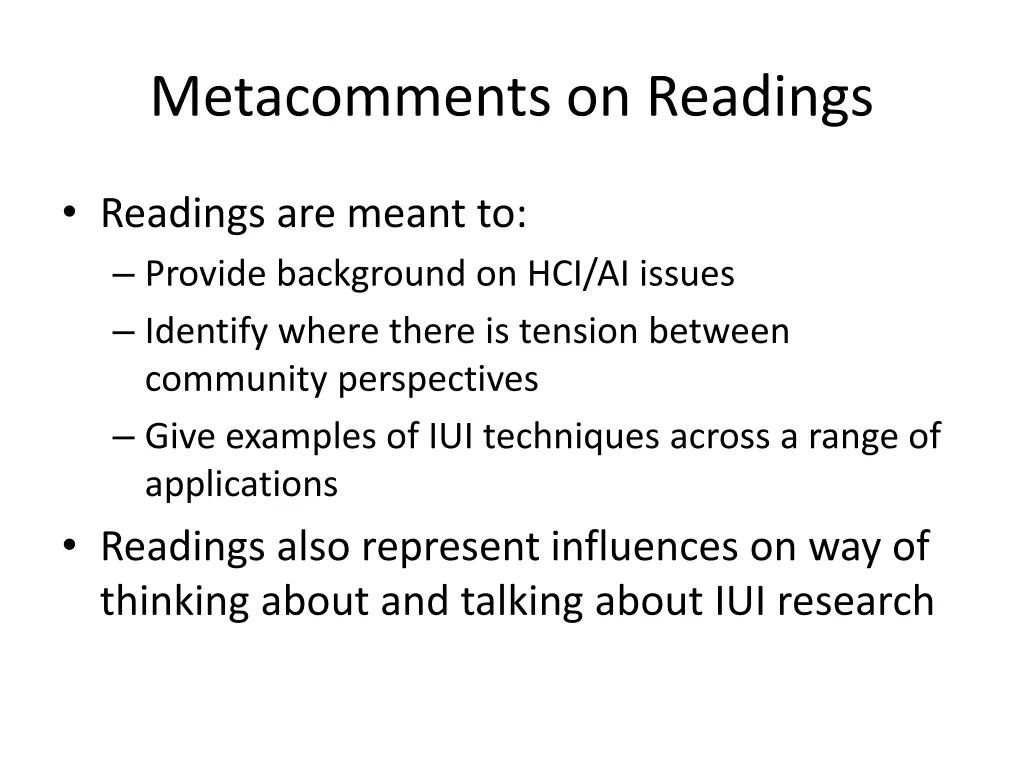 metacomments on readings
