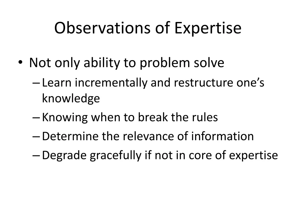 observations of expertise