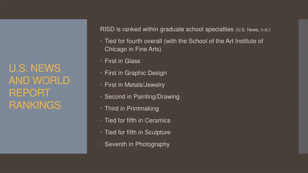 risd is ranked within graduate school specialties
