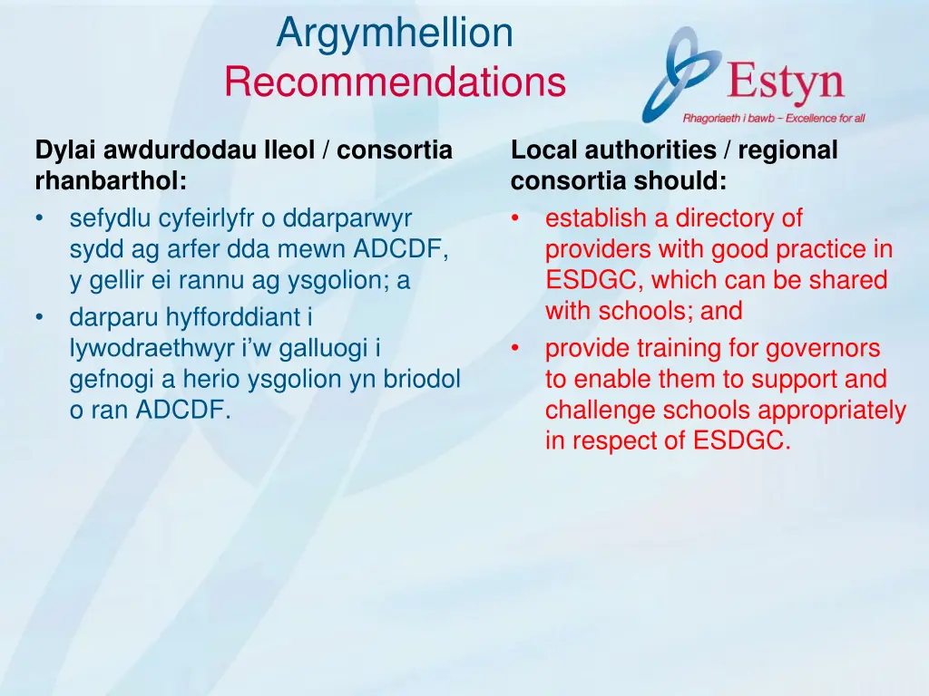 argymhellion recommendations 2