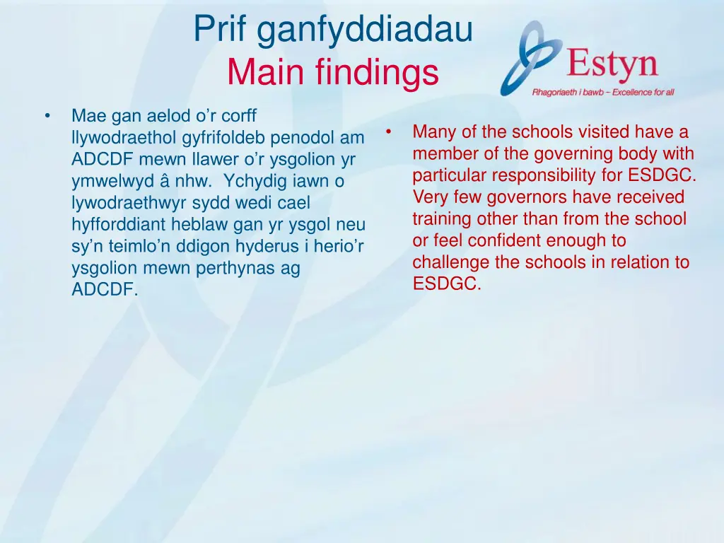 prif ganfyddiadau main findings 10