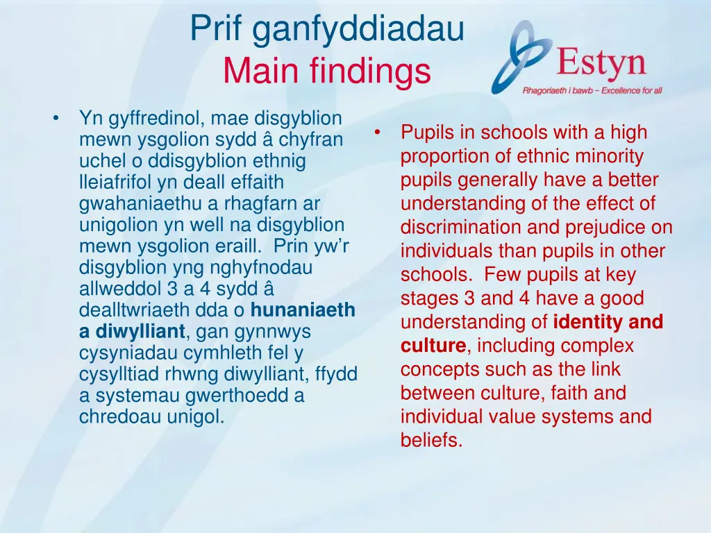 prif ganfyddiadau main findings 3
