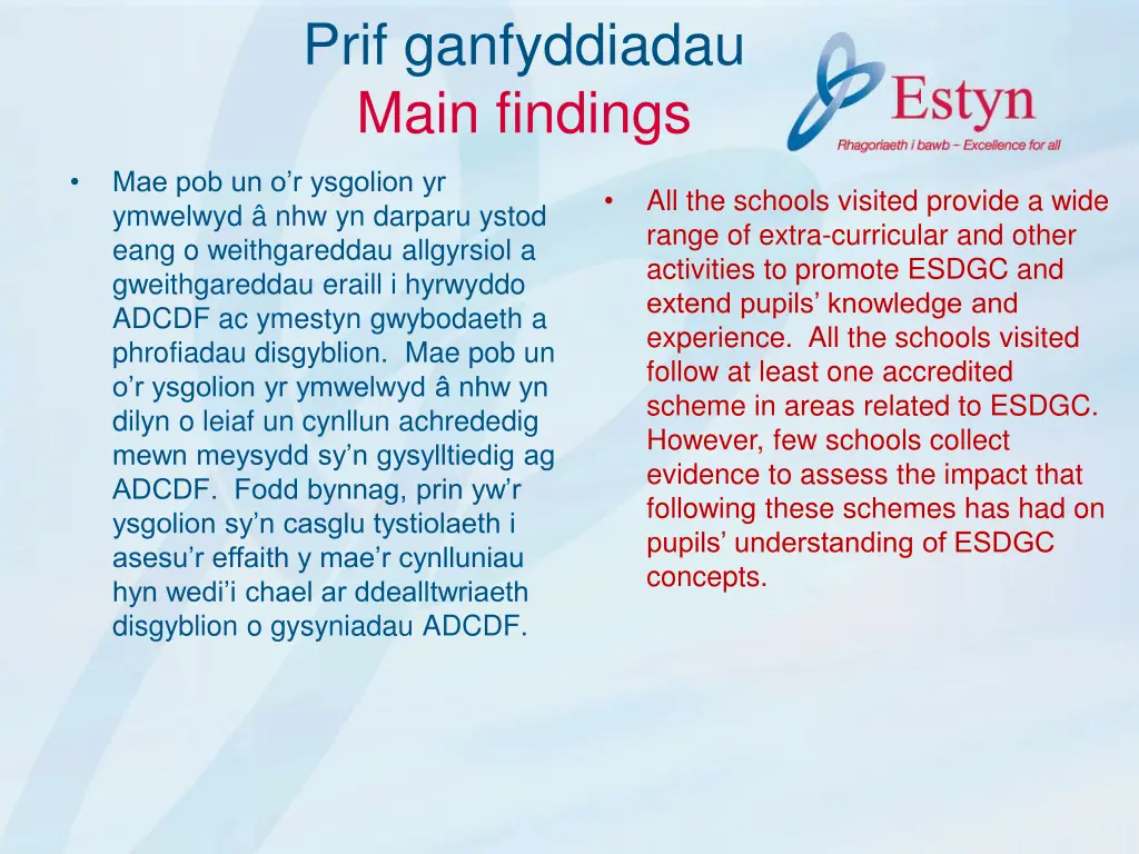 prif ganfyddiadau main findings 7