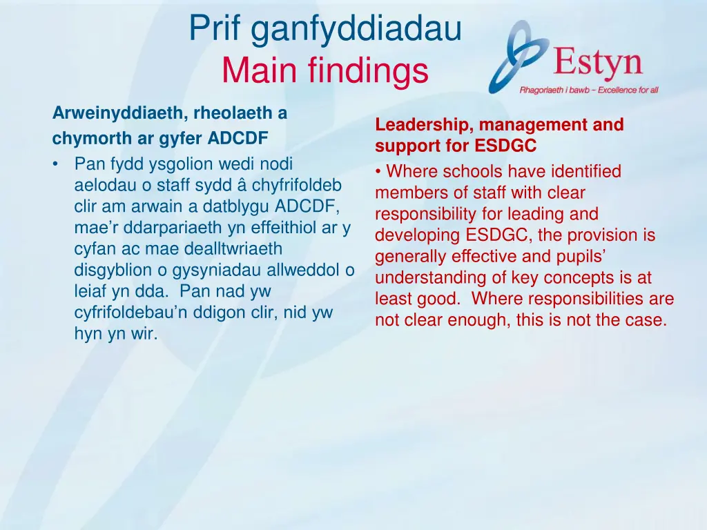 prif ganfyddiadau main findings 8