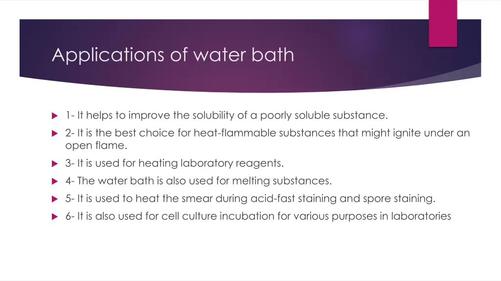 applications of water bath