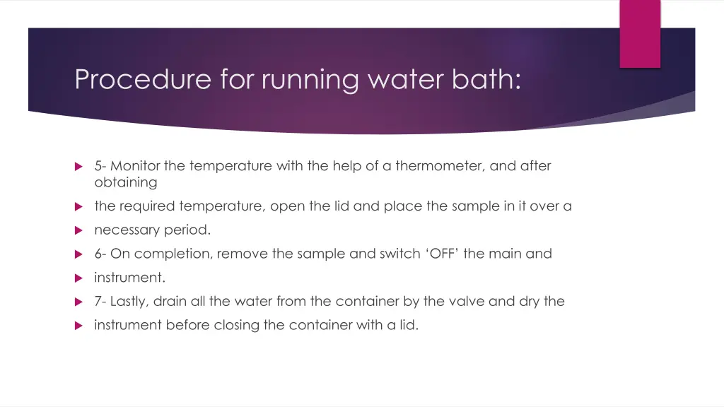 procedure for running water bath 1