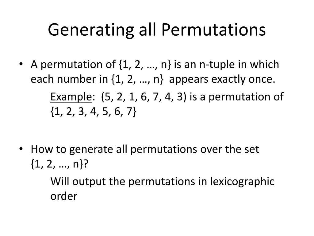 generating all permutations