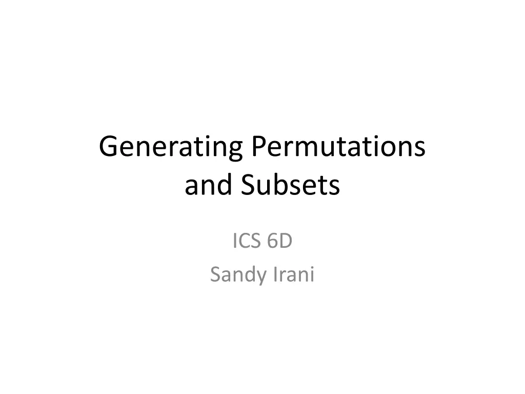 generating permutations and subsets