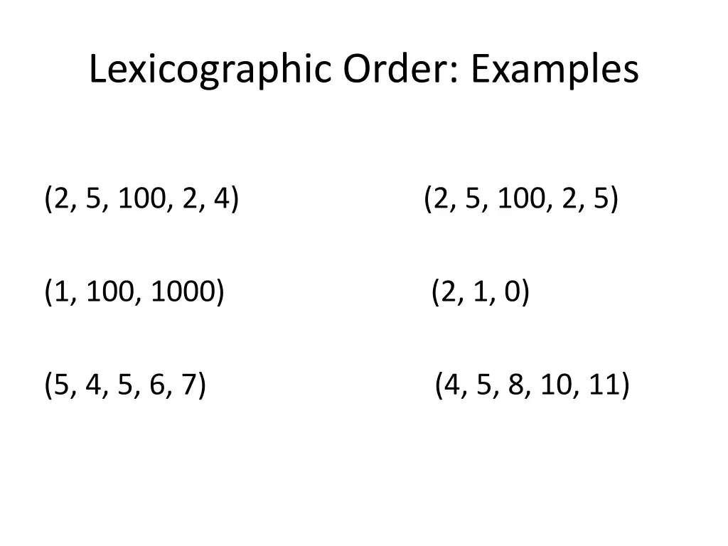 lexicographic order examples