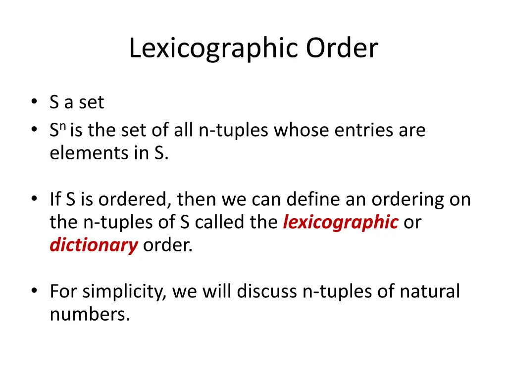 lexicographic order