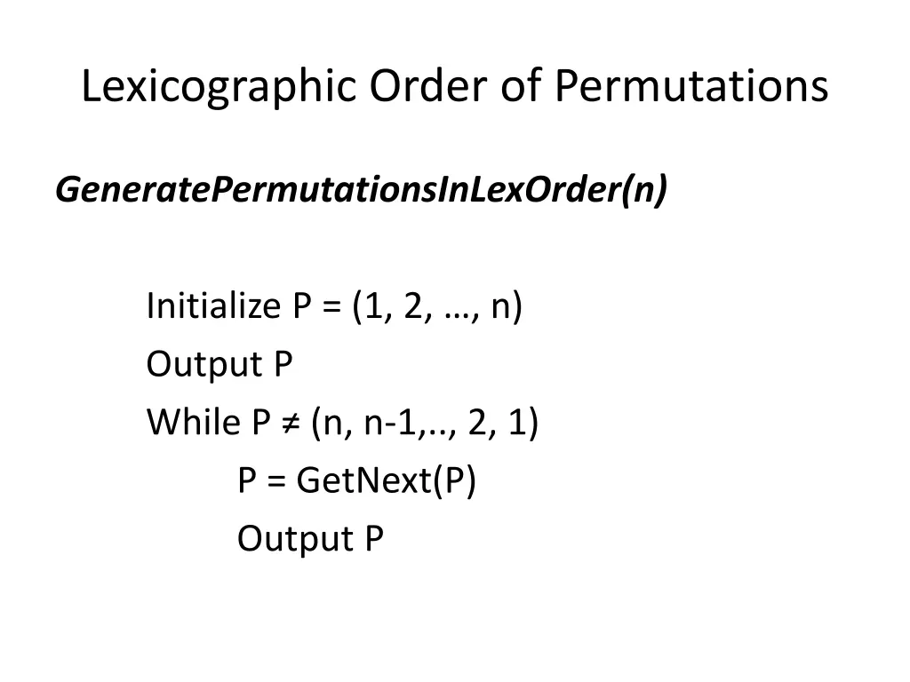 lexicographic order of permutations 2