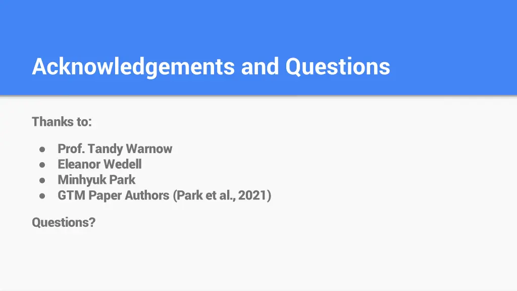 acknowledgements and questions