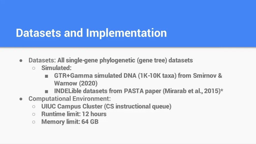 datasets and implementation