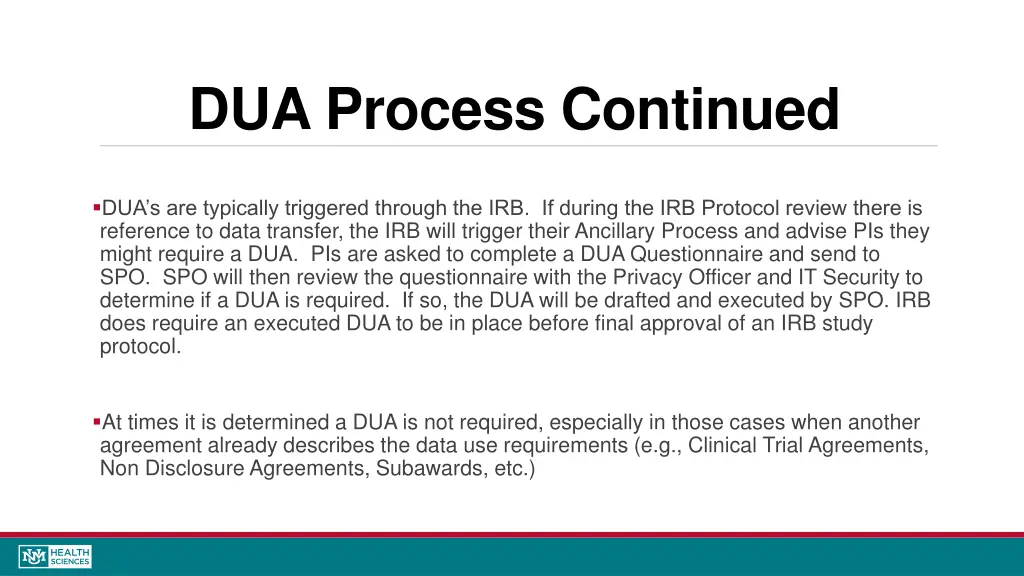 dua process continued