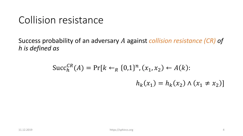 collision resistance