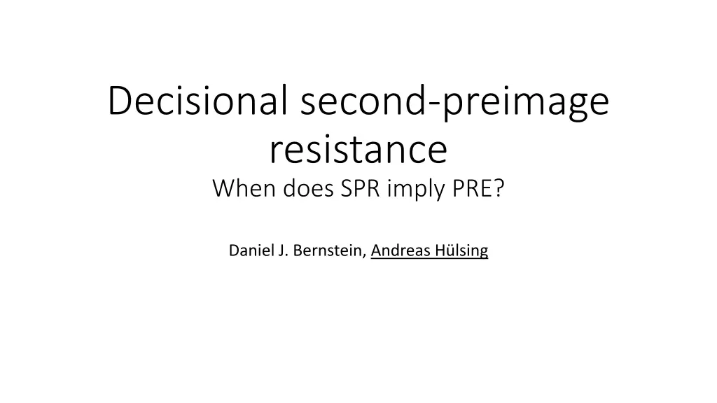 decisional second preimage resistance when does