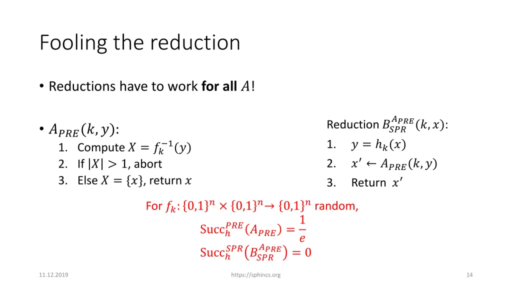 fooling the reduction