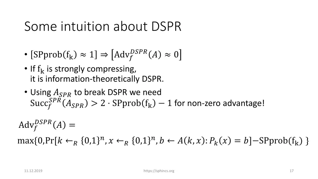 some intuition about dspr