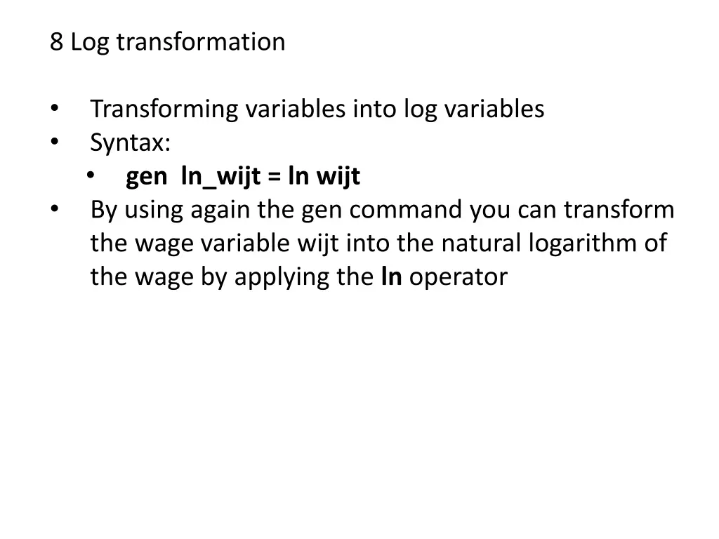 8 log transformation