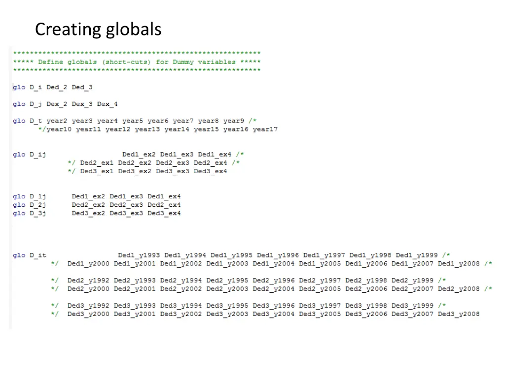 creating globals