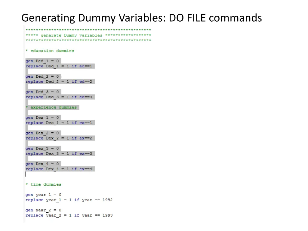 generating dummy variables do file commands