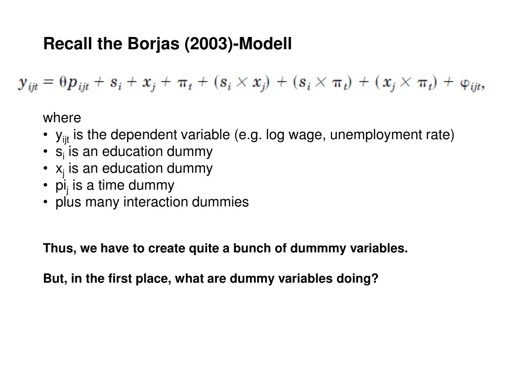 recall the borjas 2003 modell