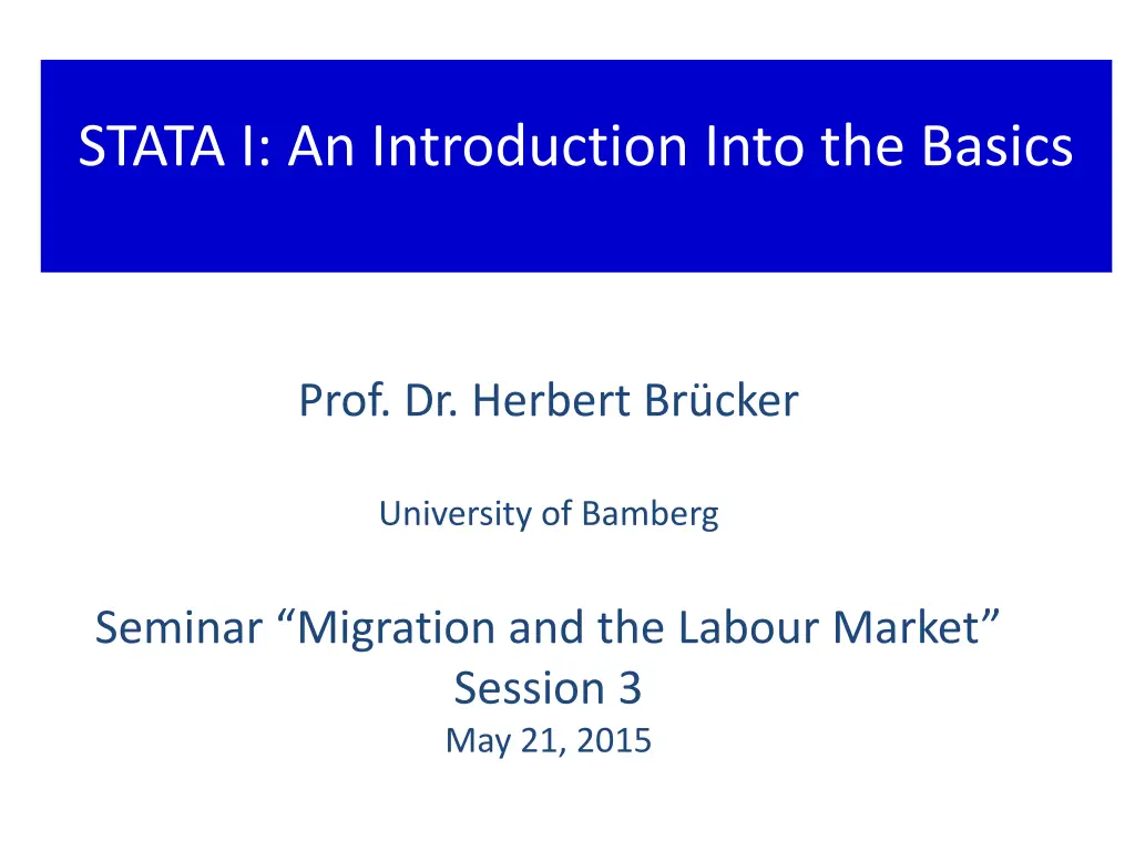 stata i an introduction into the basics