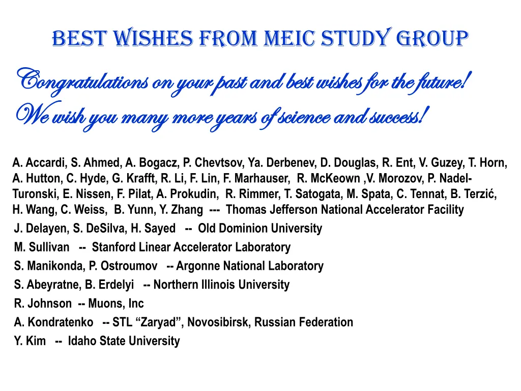 best wishes from meic study group congratulations