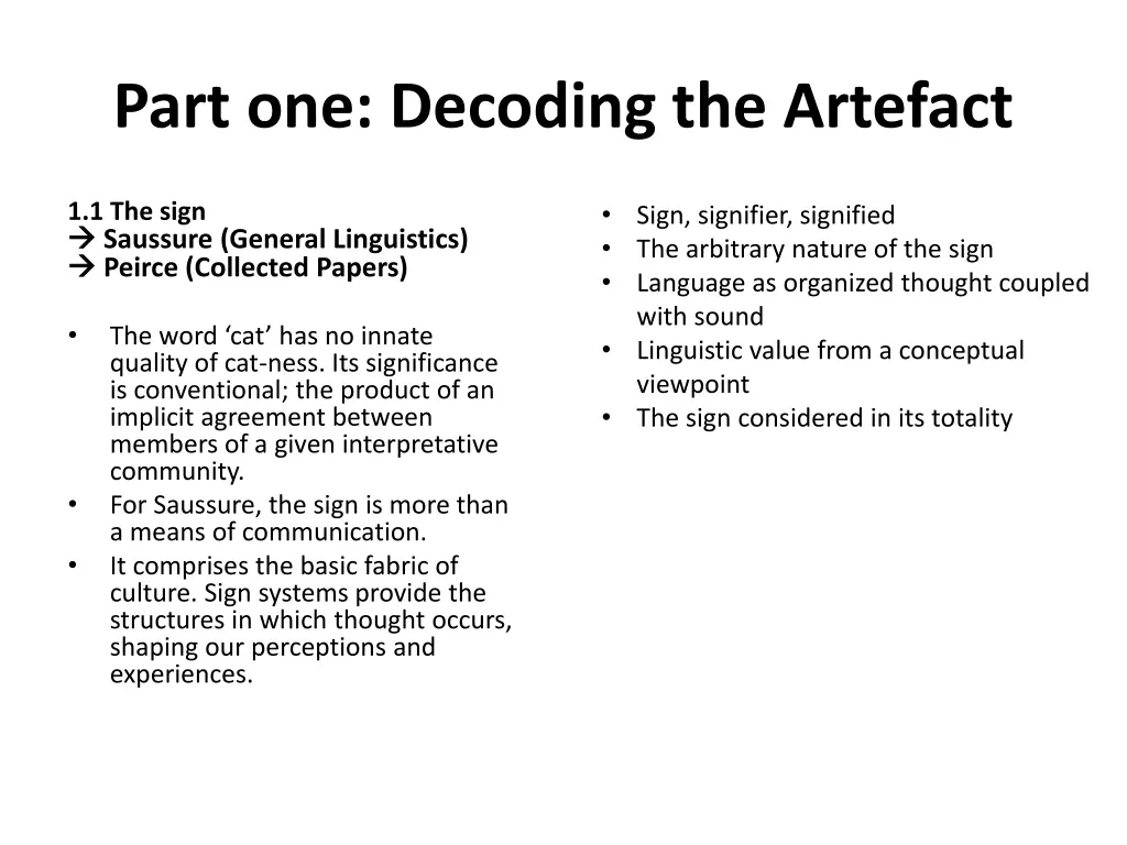 part one decoding the artefact 1