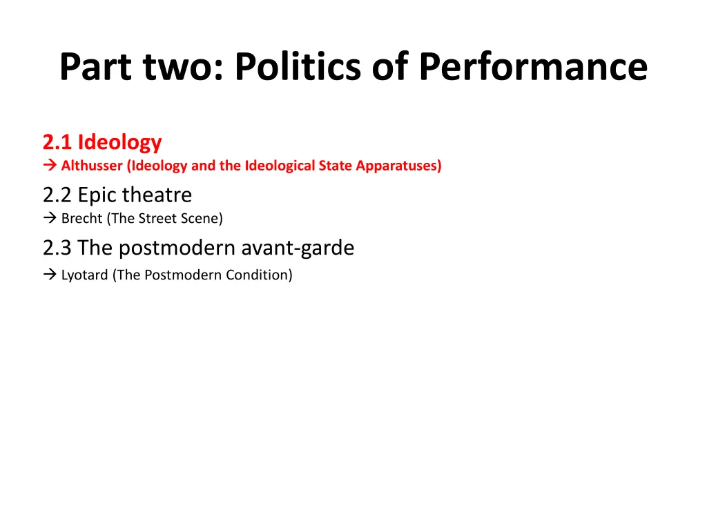 part two politics of performance