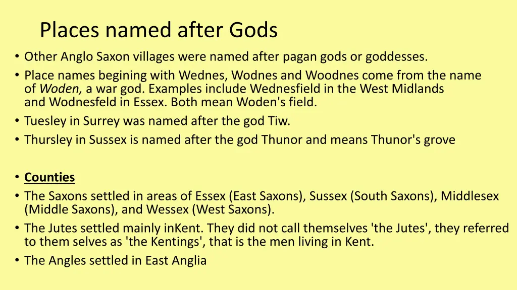 places named after gods other anglo saxon