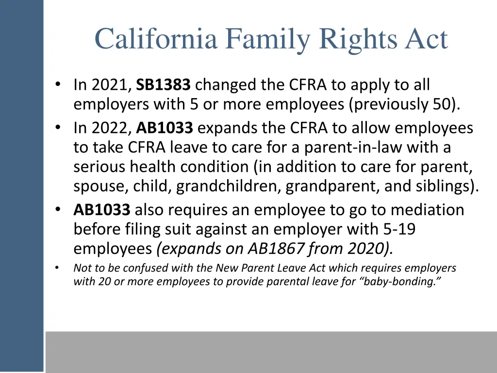 california family rights act