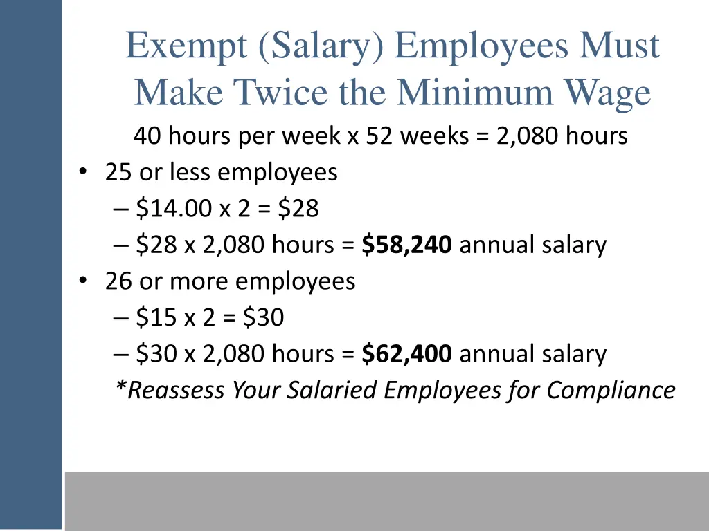 exempt salary employees must make twice
