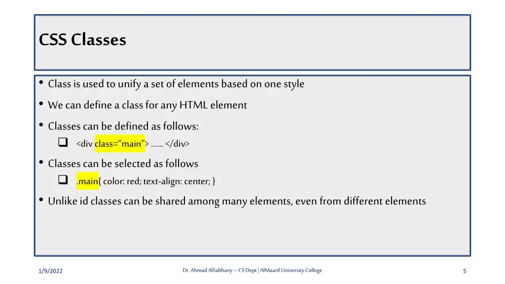 css classes